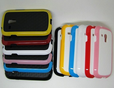廠家供應(yīng)三星i8190手機(jī)套/Galaxy s3 mini立體墻雙色保護(hù)套